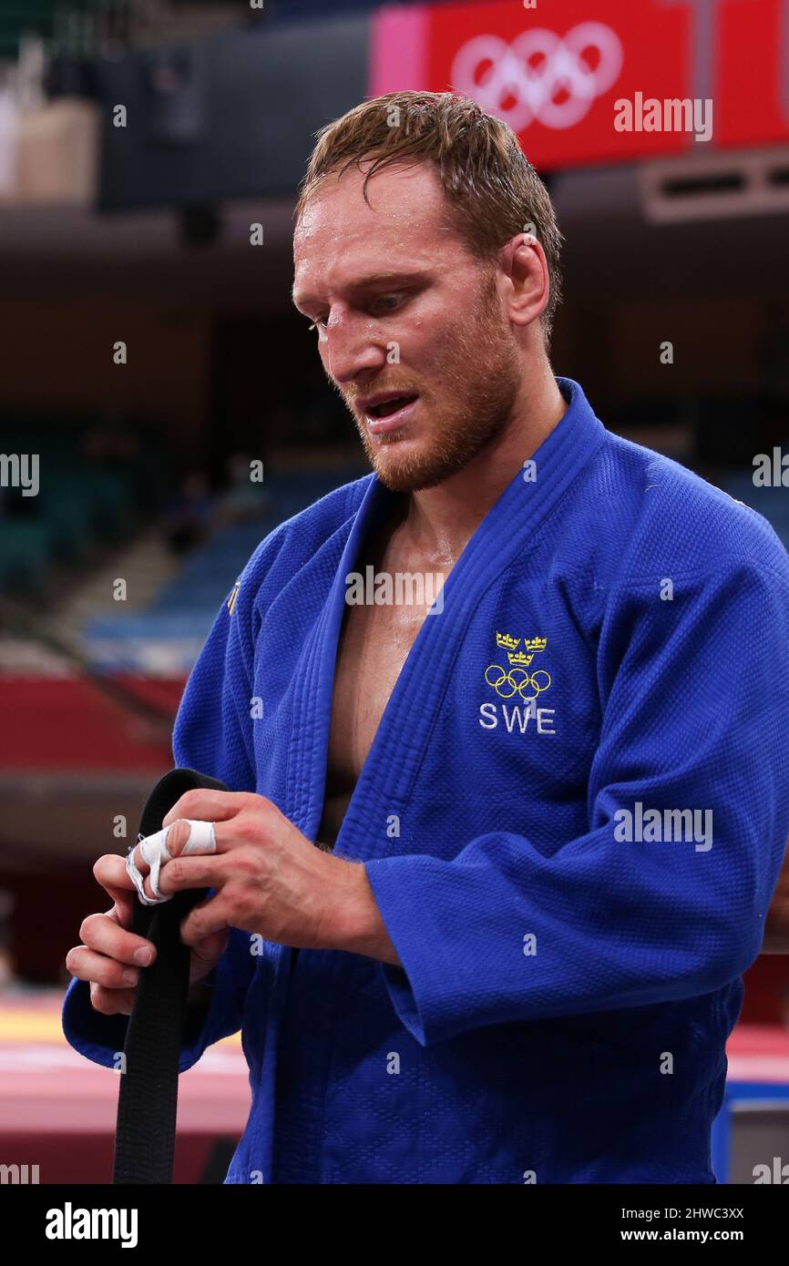 27.. JULI 2021 - TOKIO, JAPAN: Robin PACEK aus Schweden während der Judo Men -81 kg bei den Olympischen Spielen 2020 in Tokio im Einsatz (Foto: Mickael Chavet/RX Stockfoto