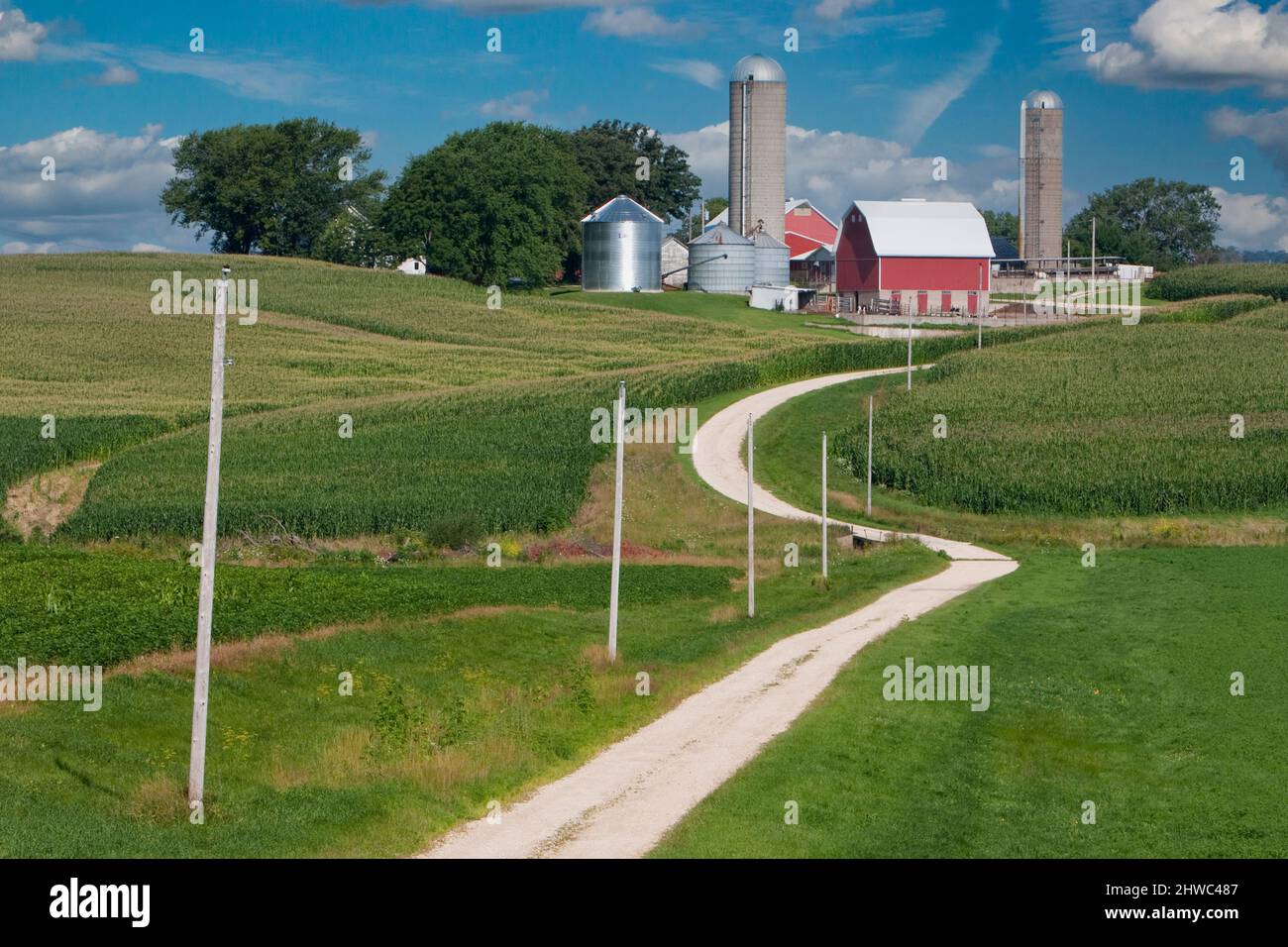 Iowa Farm, in der Nähe von Luxemburg, Iowa. Dubuque County. Stockfoto