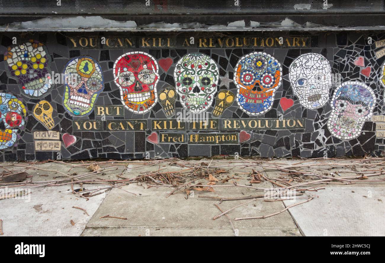 Fred Hampton - man kann einen Revolutionär töten, aber man kann nicht die Revolution Street Art töten Stockfoto