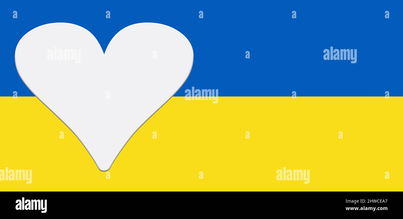 Flagge der Ukraine in blau und gelb mit Herz Stockfoto