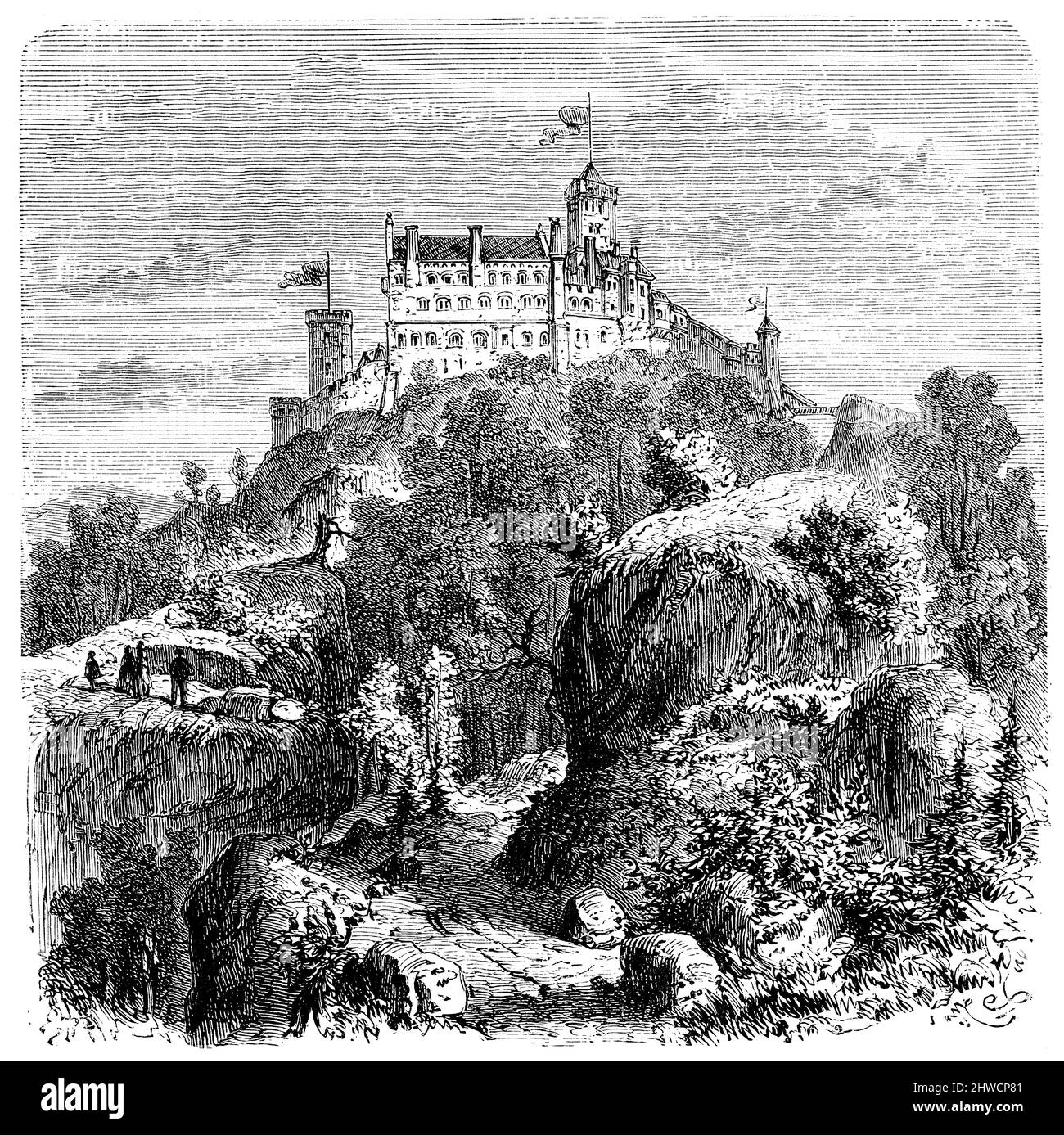 Wartburg, Allemagne, , (Geographie Buch, 1885), Wartburg, Deutschland, Chateau de Wartbourg, Allemagne Stockfoto
