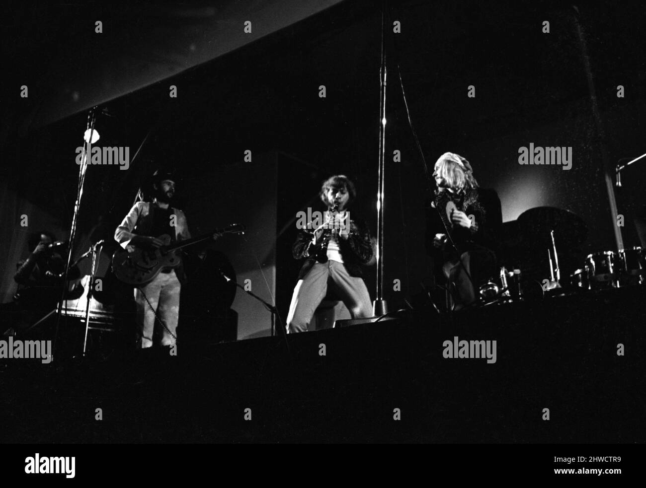 Die Bonzo Dog Band tritt beim Isle of Wight Pop Festival auf. 30.. August 1969. Stockfoto