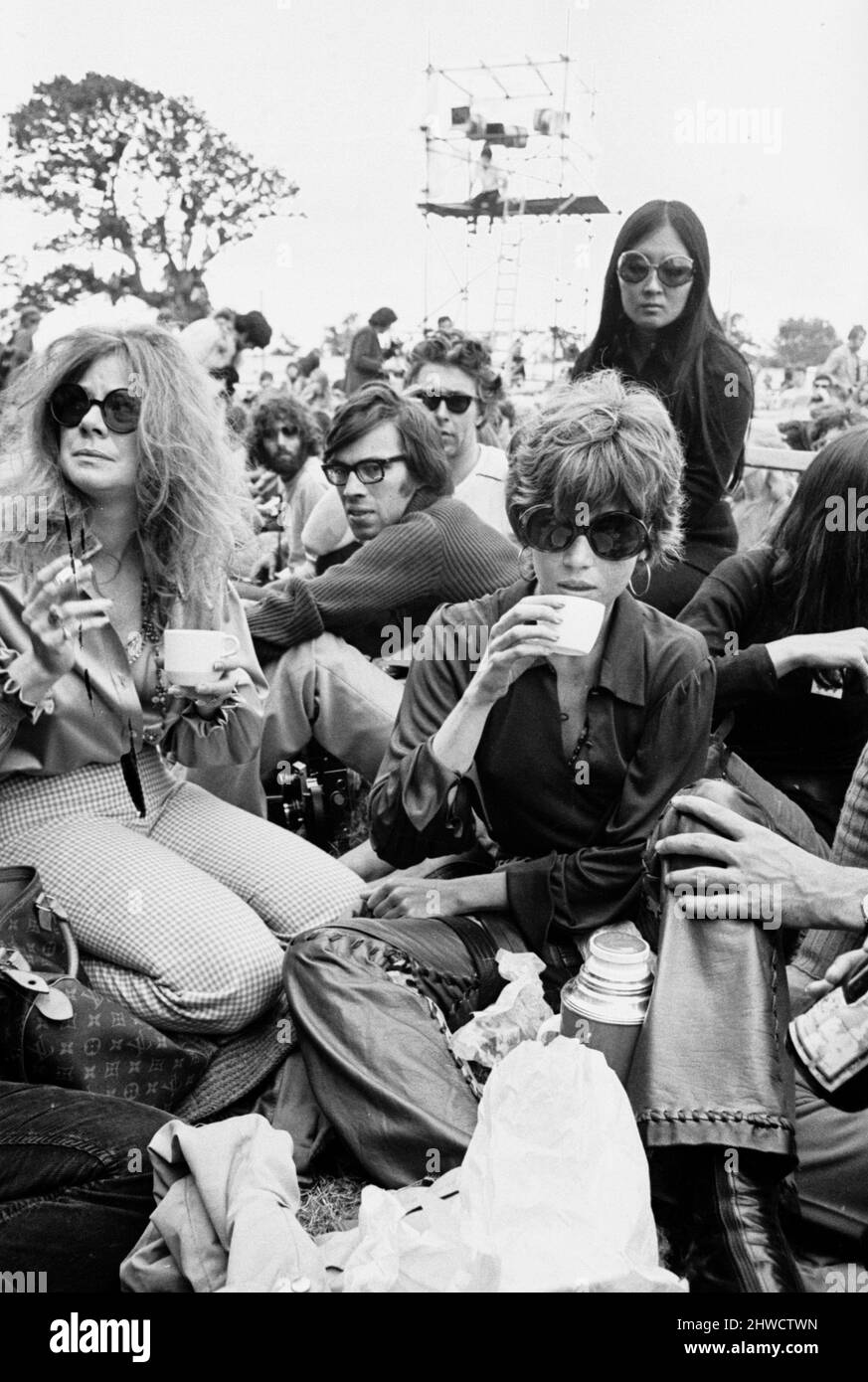 Jane Fonda in der Menge beim Isle of Wight Festival 30.. August 1969. Stockfoto