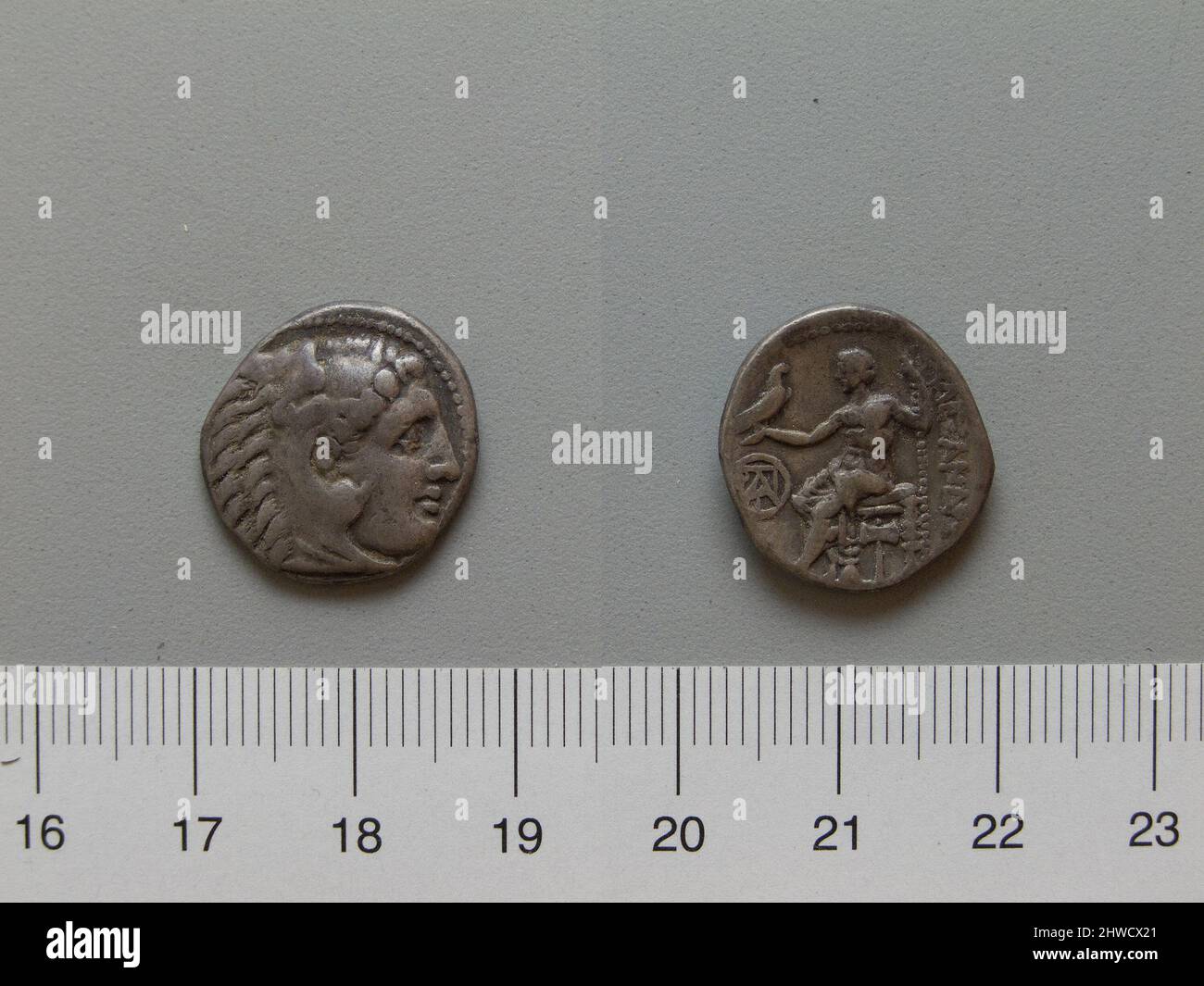 Drachme von Demetrius Poliorcetes, König von Makedonien aus Milet. Herrscher: Demetrius I., Poliorcetes, König von Mazedonien, 337–283 v. Chr., regiert 294–288 Münzstätte: Milet Stockfoto