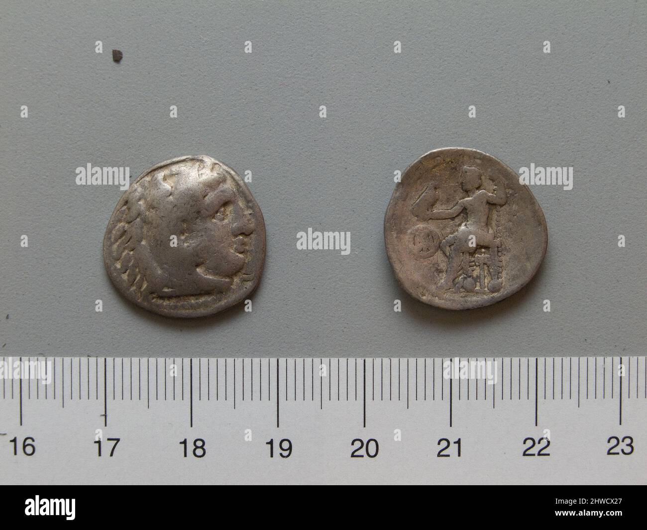 Drachme von Demetrius Poliorcetes, König von Makedonien aus Milet. Herrscher: Demetrius I., Poliorcetes, König von Mazedonien, 337–283 v. Chr., regiert 294–288 Münzstätte: Milet Stockfoto