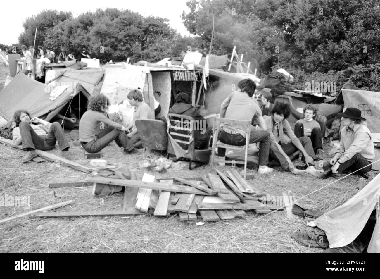 Campingplatz am Isle of Wight Pop Festival 30.. August 1969. Stockfoto