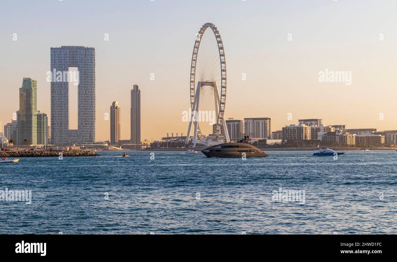 Dubai, VAE - 02.20.2022 höchstes Riesenrad der Welt Ain Dubai, in Blue Waters bei Meraas in Dubai, VAE. Stockfoto
