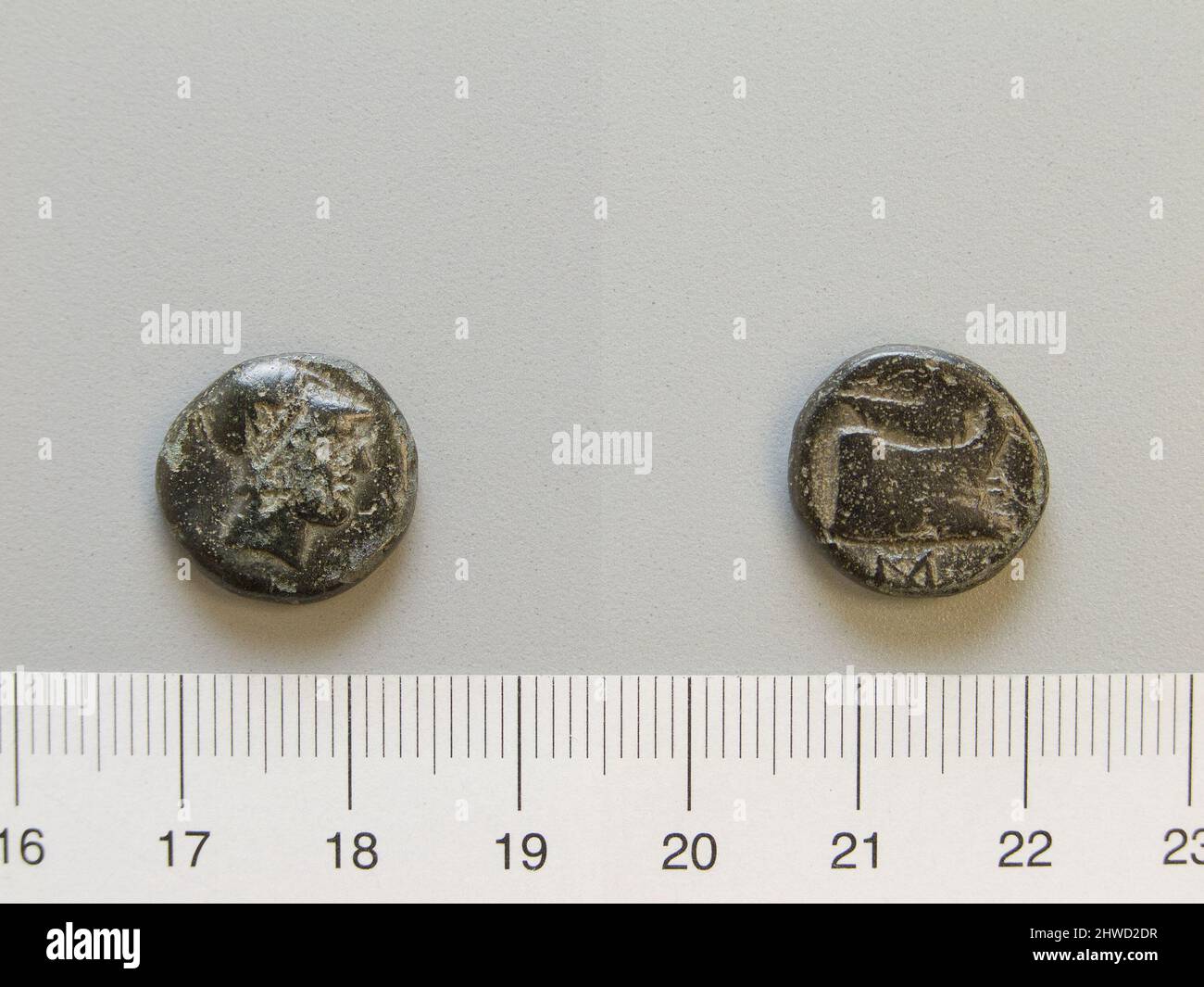 Münze von Demetrius Poliorcetes, König von Mazedonien aus Zypern. Herrscher: Demetrius I., Poliorcetes, König von Mazedonien, 337–283 v. Chr., regiert 294–288 Münzstätte: Zypern Künstler: Unbekannt Stockfoto