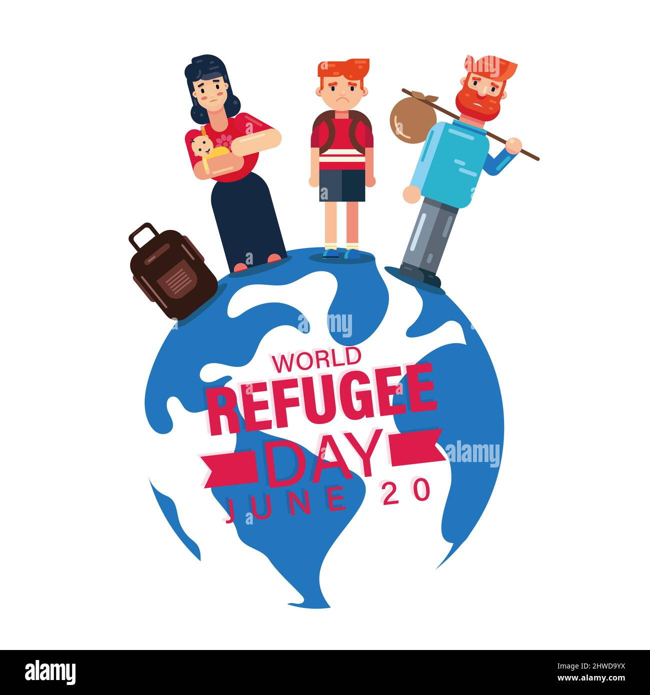 vektor-Grafik der Welt Flüchtlingstag gut für Welt Flüchtlingstag Feier. Flaches Design. Flyer-Design, flache Illustration Poster Banner Vorlage Stock Vektor