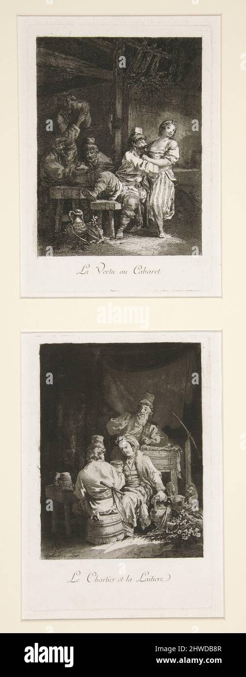 La vertu au Cabaret (die Tugend im Kabarett) und Le charretier et la laitiere (der Carter und die Dairywoman). Künstler: Jean-Baptiste Le Prince, Französisch, 1734–1781 Stockfoto
