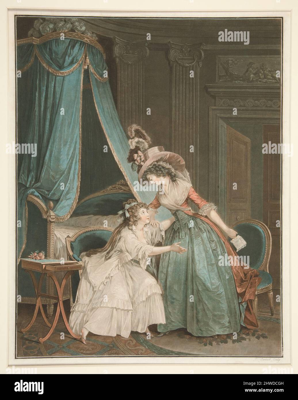 L’Indiscretion. Künstler: Jean-François Janinet, französisch, 1752–1814After: Niclas Lafrensen, der Jüngere, 1737–1807 Stockfoto