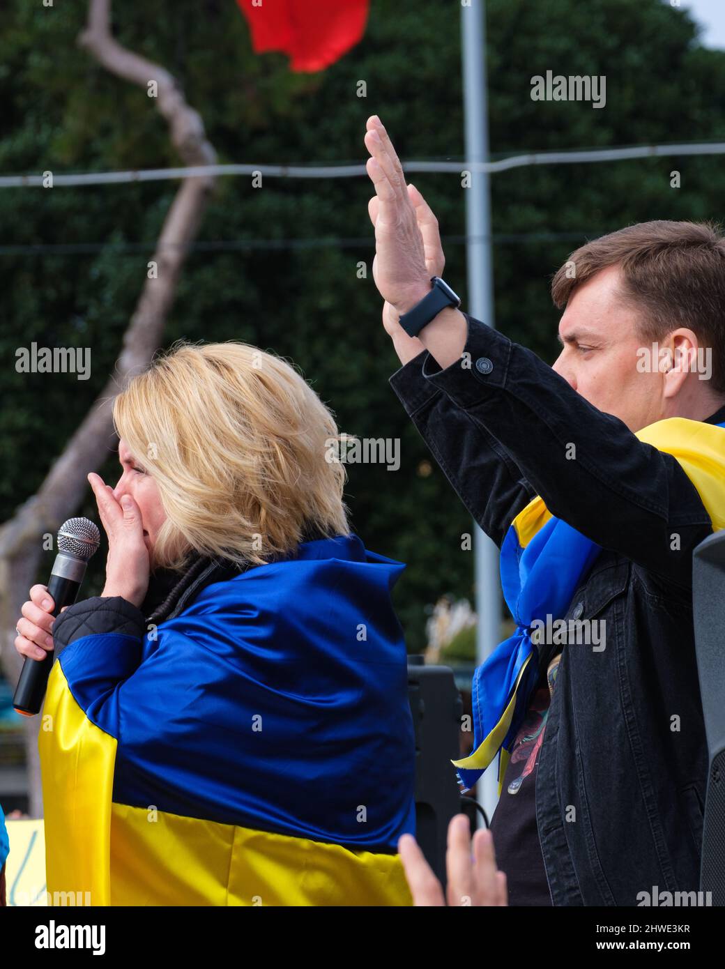 Antalya, Türkei 4 March 2022: Ukraine Anti war Proteste gegen Russland in Antalya, Türkei Stockfoto