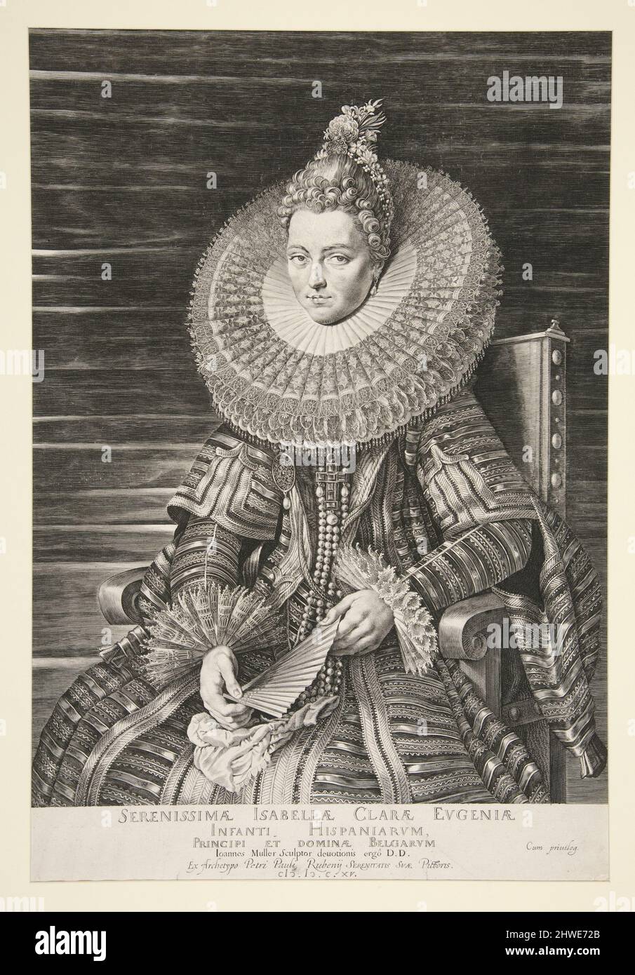 Isabella Clara Eugenia, die Infantin von Spanien. Graveur: Jan Harmensz. Muller, Niederländisch, 1571–1628After: Peter Paul Rubens, Flämisch, 1577–1640 Stockfoto