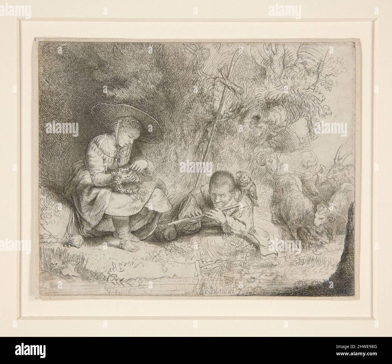 Der Flötenspieler. Künstler: Rembrandt (Rembrandt van Rijn), Niederländisch, 1606–1669 Stockfoto