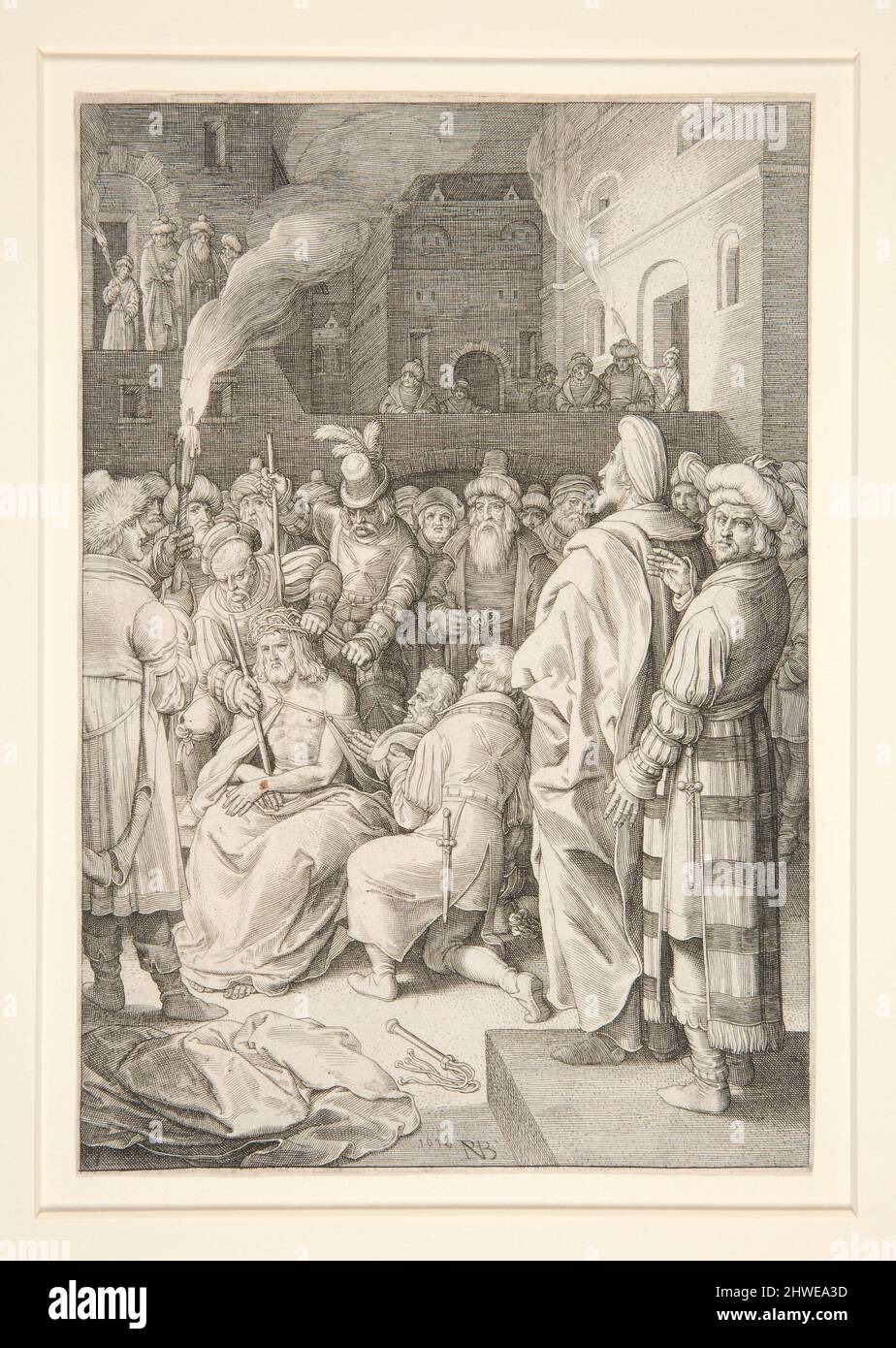 Krönung mit Dornen (Passion Series). Künstler: Nicolaes de Bruyn, Flämisch, 1571–1656After: Hendrick Goltzius, Niederländisch, 1558–1617 Stockfoto