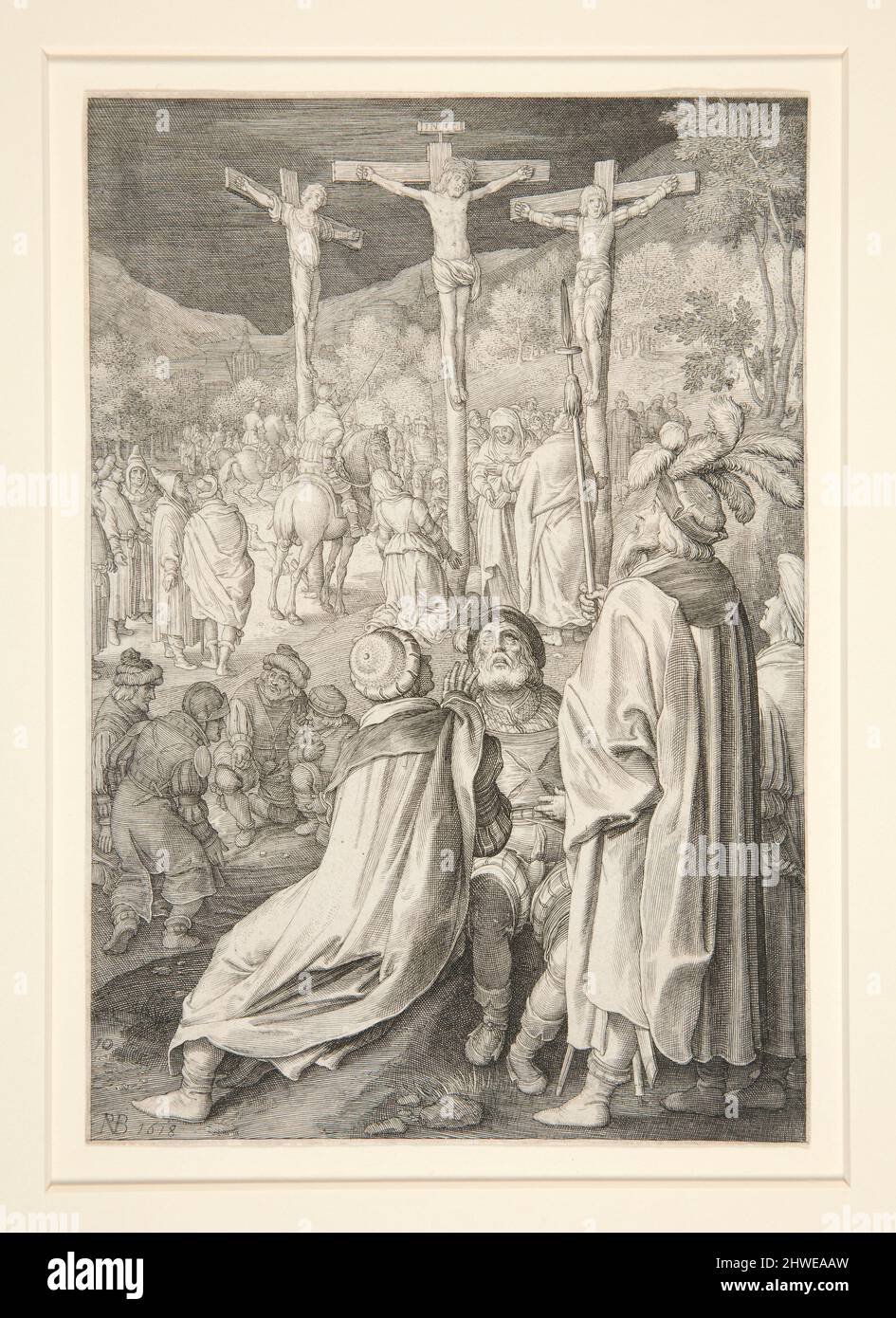 Die Kreuzigung (Passion Series). Künstler: Nicolaes de Bruyn, Flämisch, 1571–1656After: Hendrick Goltzius, Niederländisch, 1558–1617 Stockfoto