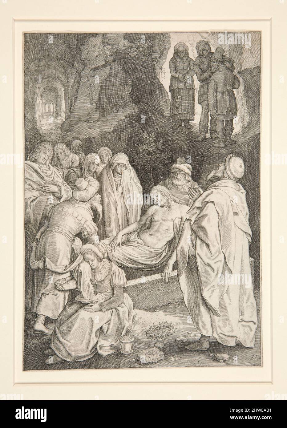 Die Entombment (Passion Series). Künstler: Nicolaes de Bruyn, Flämisch, 1571–1656After: Hendrick Goltzius, Niederländisch, 1558–1617 Stockfoto