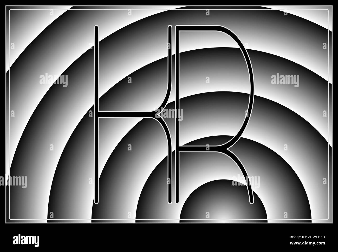 Unterschrift mit den beiden Großbuchstaben KR , contur Stockfoto
