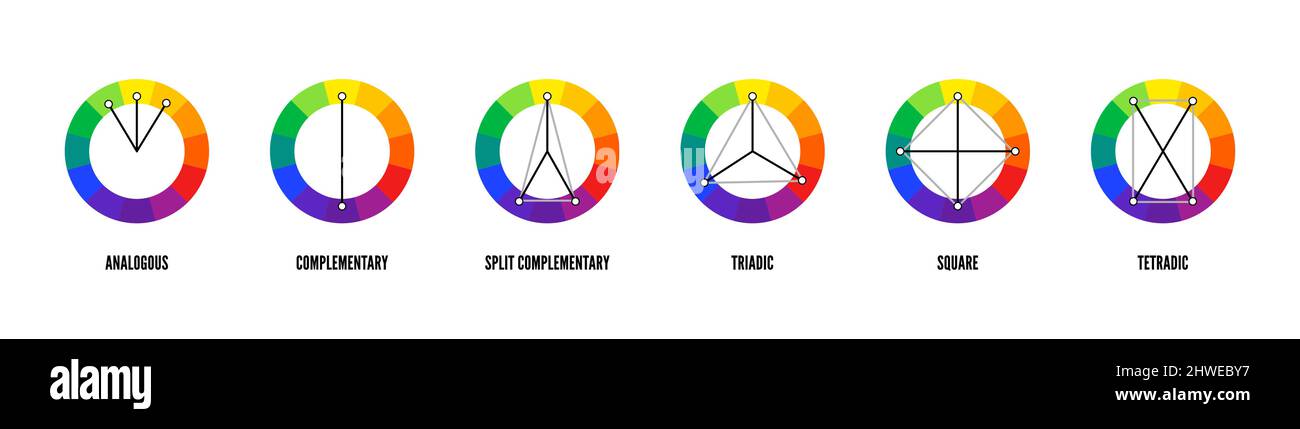 Farbmischrad mit Kombinationsschema Farbharmonien Stock Vektor