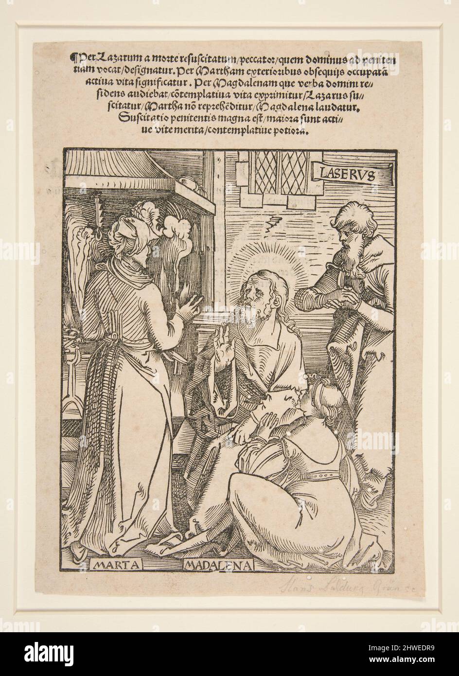 Jesus spricht mit Maria und Martha mit Lazarus. Künstler: Hans Baldung, Deutsch 1484/85–1545 Stockfoto