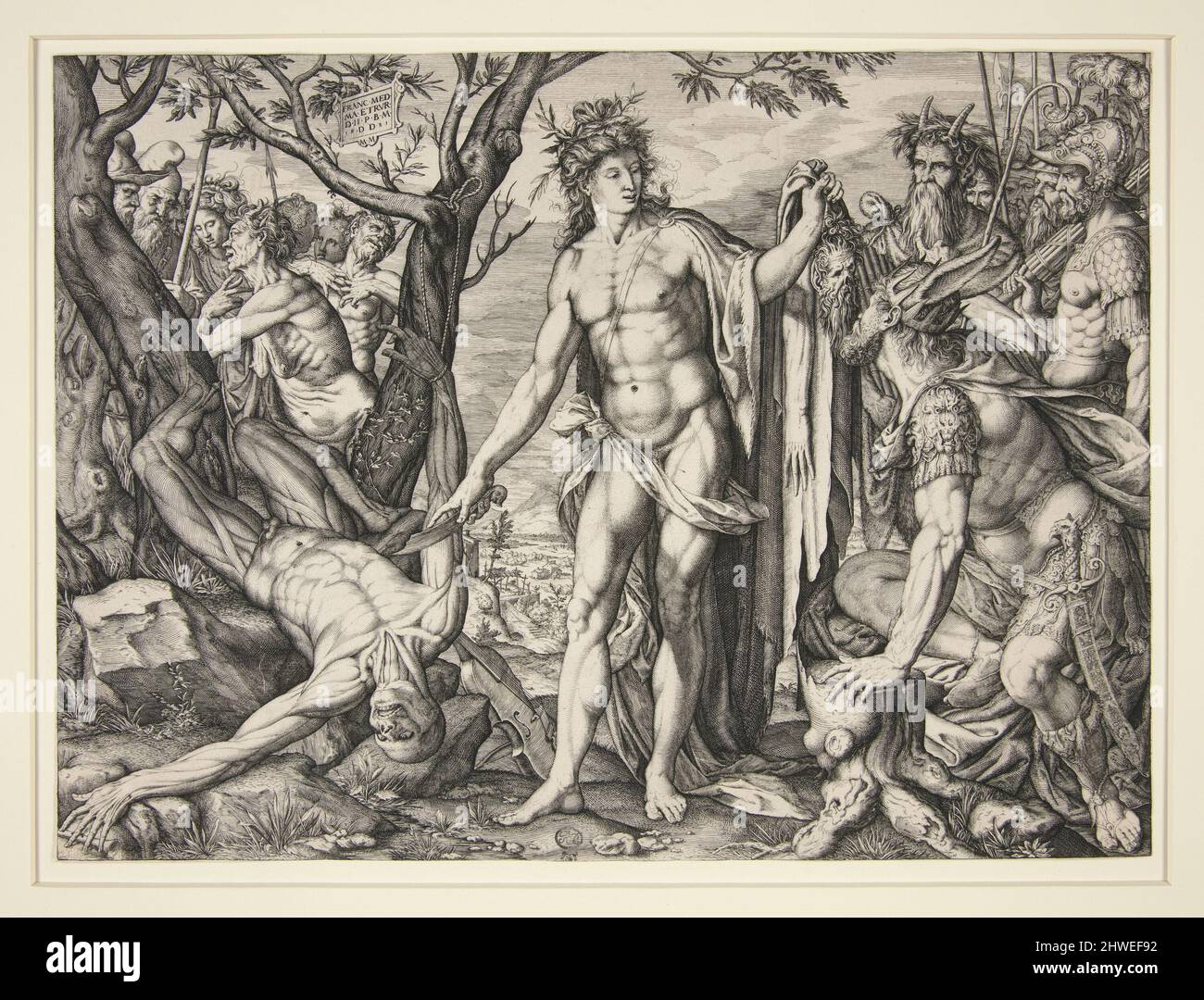 Das Flaying von Marsyas. Künstler: Melchior Meier, deutsch, ac. Toskana, AC. Ca. 1572-1582 Stockfoto