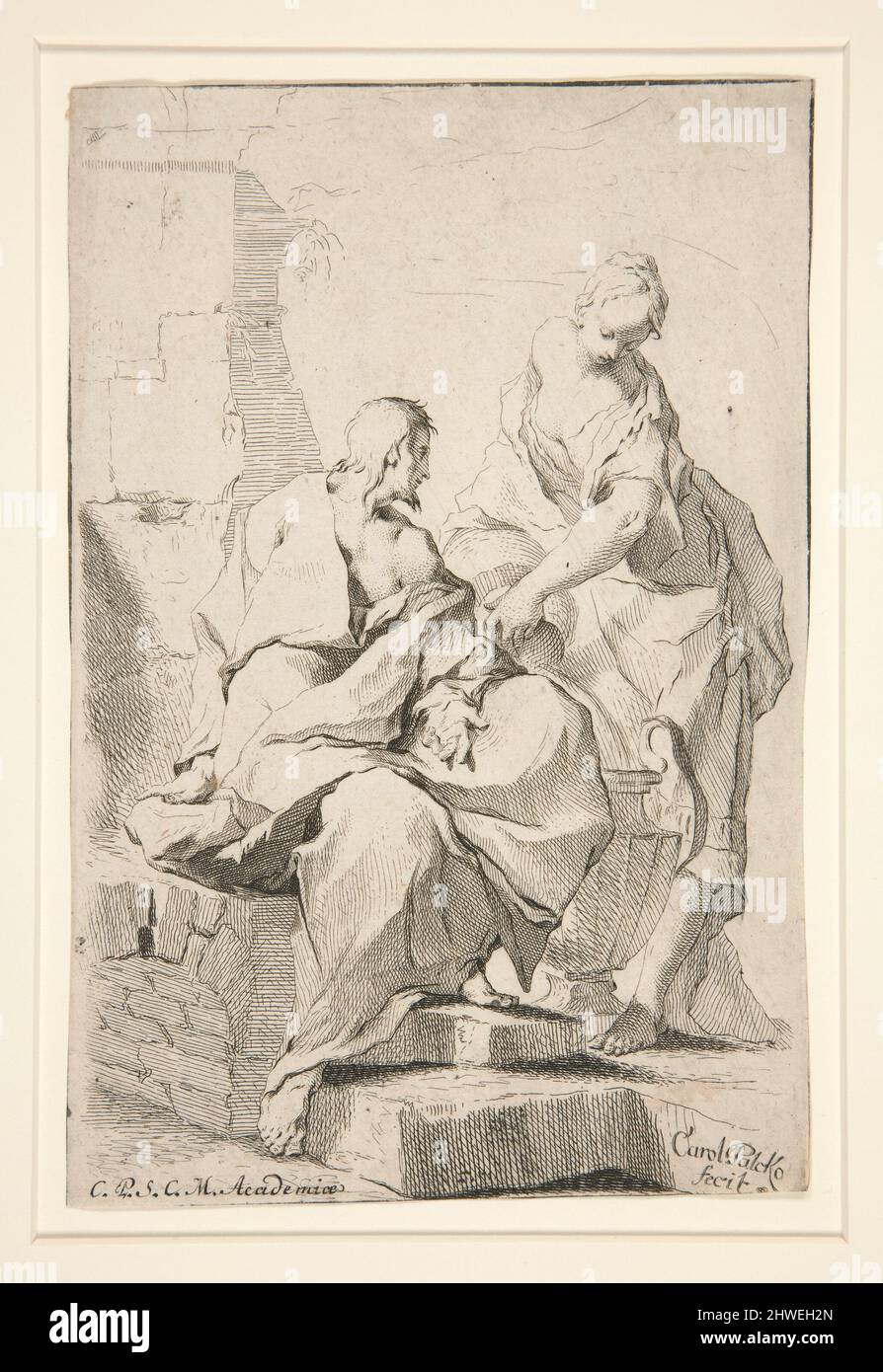 Christus und die Frau von Samaria am Brunnen. Künstler: Franz Karl Palko, Schlesien, 1724–1767 Stockfoto