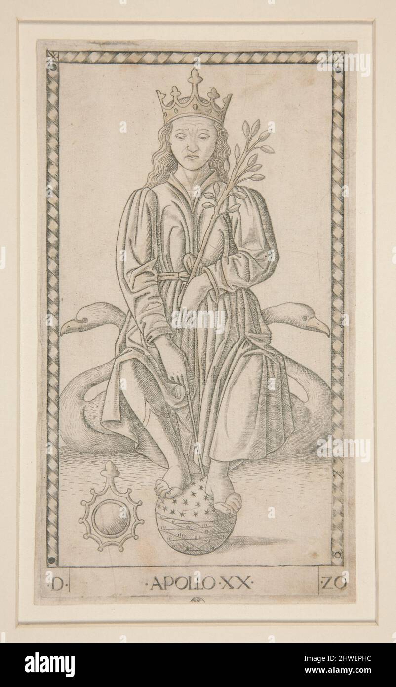 „Tarocchi-Karte“ mit Apollo, „E.“-Serie. Graveur: Unbekannt Stockfoto