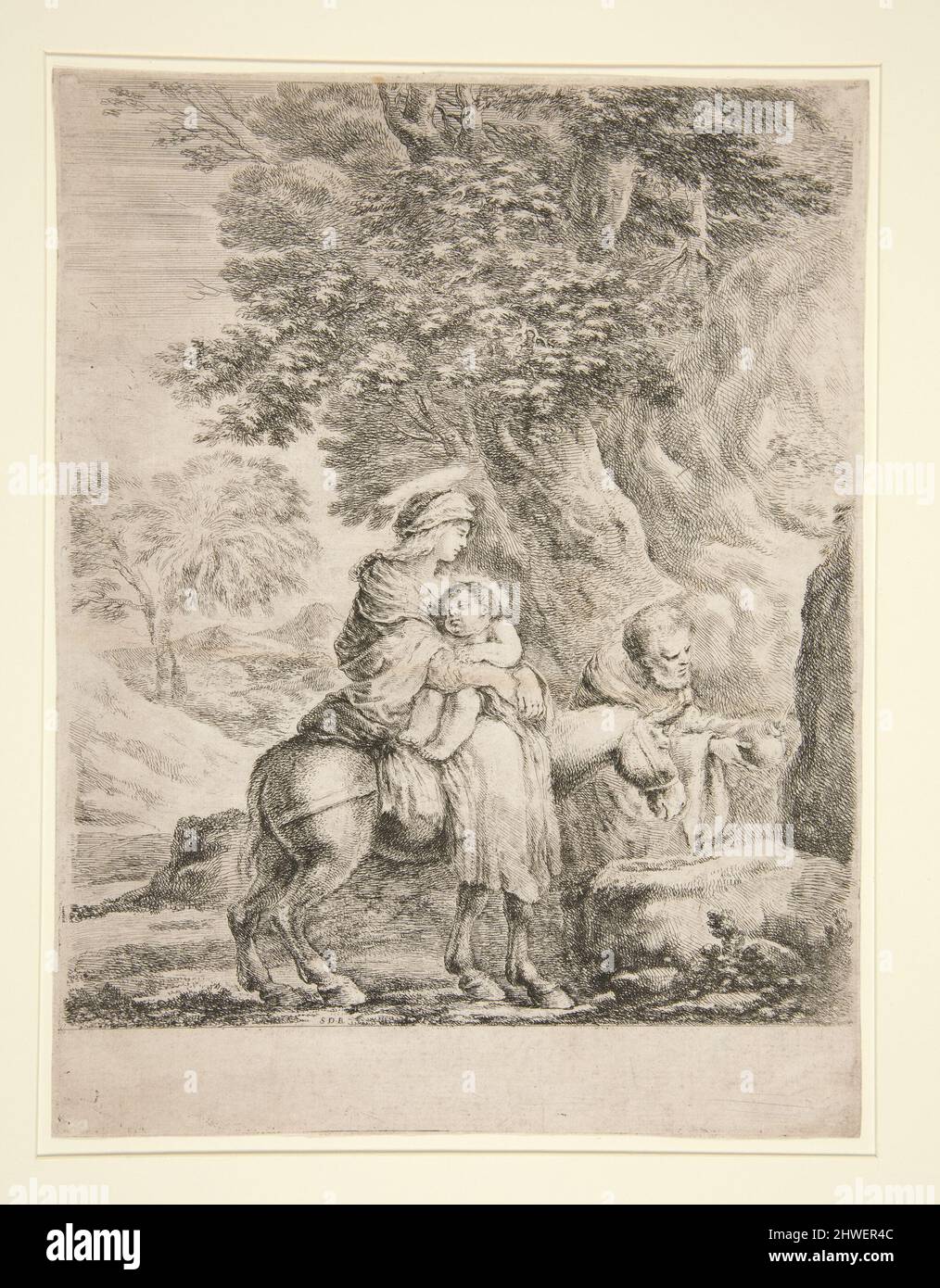 Flug nach Ägypten. Künstler: Stefano Della Bella, Italienisch, 1610–1664 Stockfoto