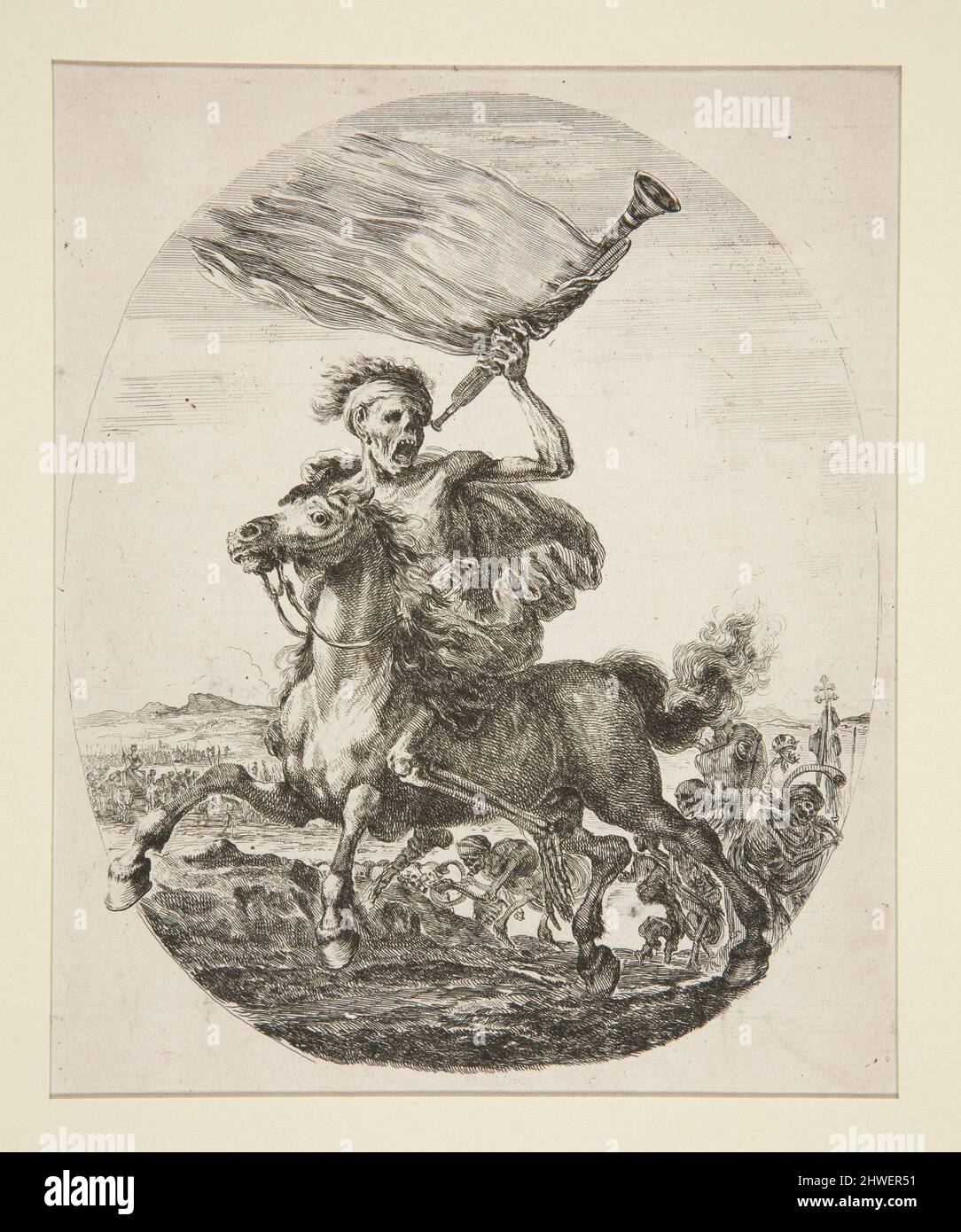 Tod auf einem Pferd. Künstler: Stefano Della Bella, Italienisch, 1610–1664 Stockfoto