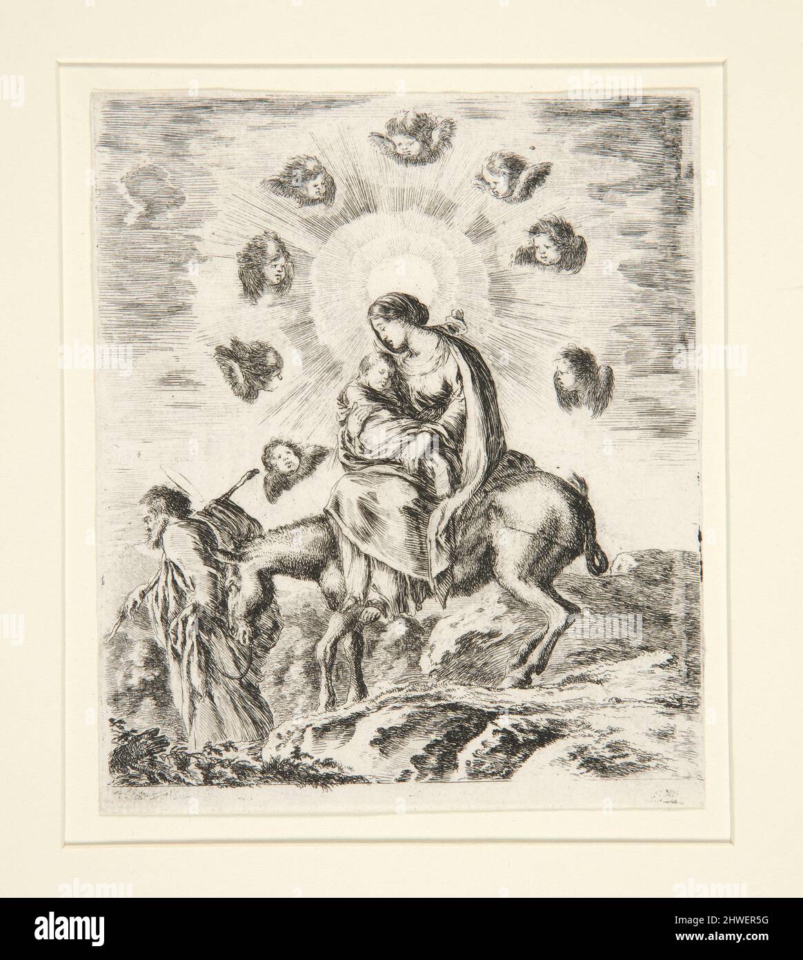 Flug nach Ägypten. Künstler: Stefano Della Bella, Italienisch, 1610–1664 Stockfoto