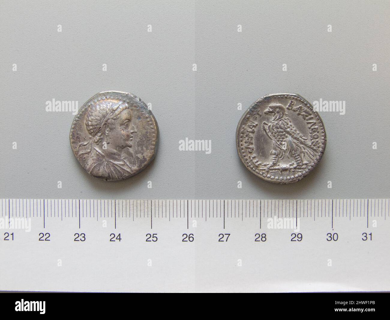 Tetradrachm von Ptolemäus V., König von Ägypten aus Alexandria. Herrscher: Ptolemäus V., König von Ägypten, 205-180 v. Chr. Münzstätte: Alexandria Künstler: Unbekannt Stockfoto