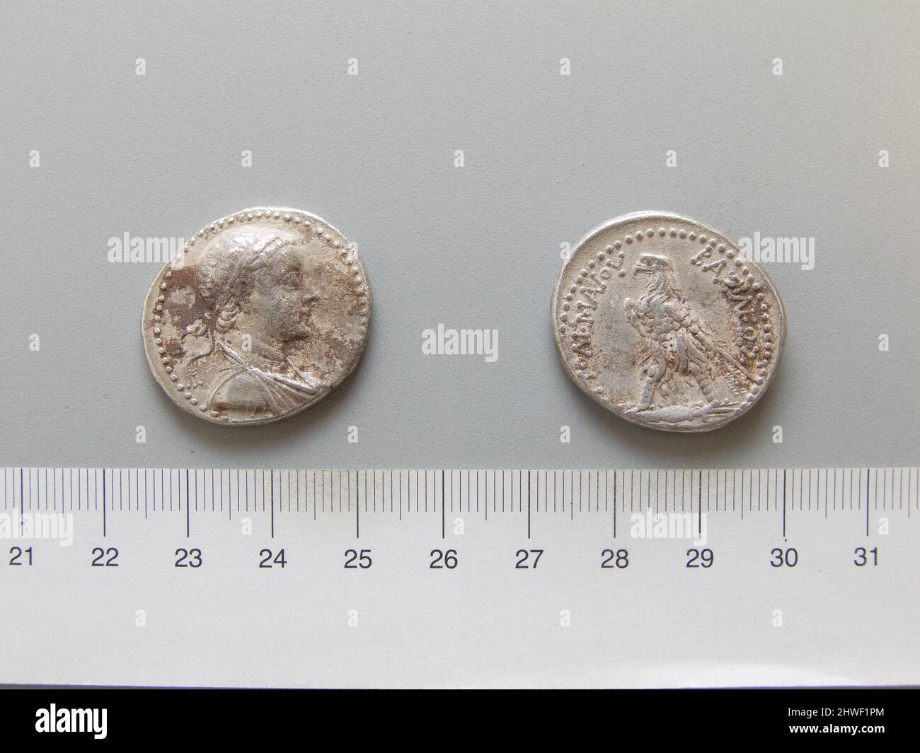 Tetradrachm von Ptolemäus V., König von Ägypten aus Alexandria. Herrscher: Ptolemäus V., König von Ägypten, 205-180 v. Chr. Münzstätte: Alexandria Künstler: Unbekannt Stockfoto