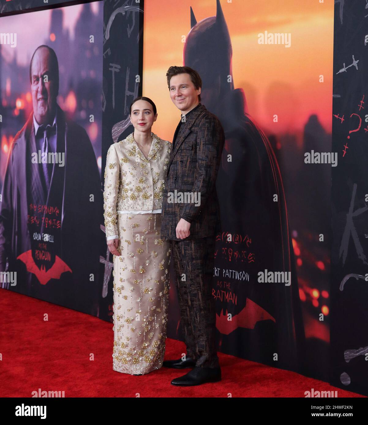 01. März 2022 - New York, New York - Zoe Kazan und Paul Dano. â € œThe Batmanâ € Weltpremiere im Josie Robertson Plaza, Lincoln Center. (Bild: © J. Lingo/AdMedia über ZUMA Press Wire) Stockfoto