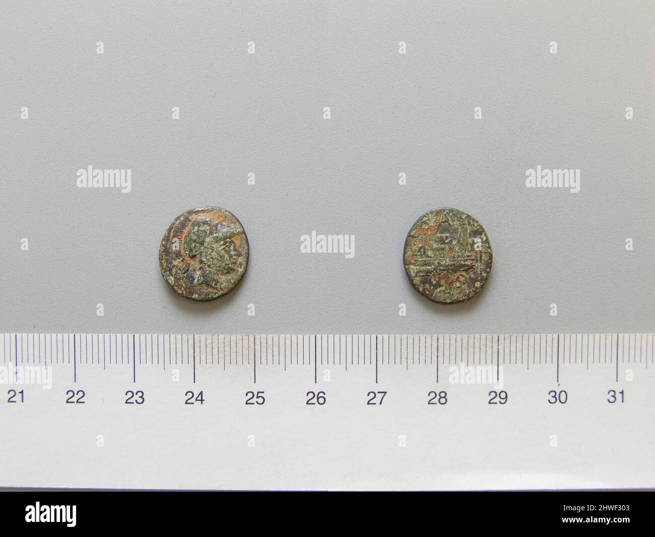 Münze von Demetrius Poliorcetes, König von Makedonien. Herrscher: Demetrius I., Poliorcetes, König von Mazedonien, 337–283 v. Chr., regierte 294–288 Stockfoto