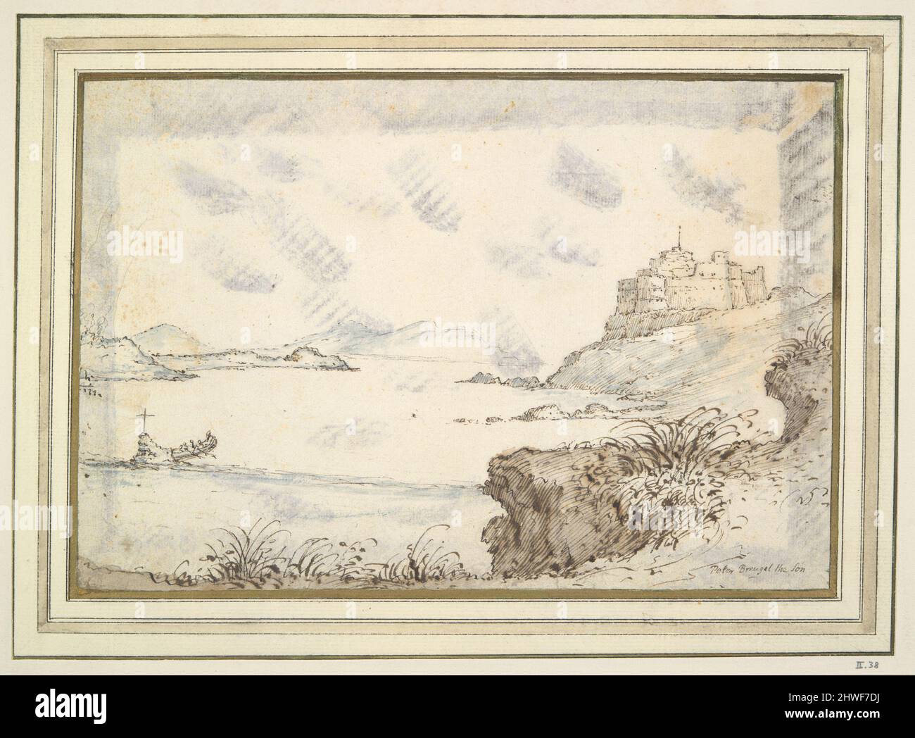 Castel Sant’Angelo in imaginärer Landschaft. Künstler, Schule von: Pieter Brueghel der Ältere, Flämisch, ca. 1525–1569 Stockfoto