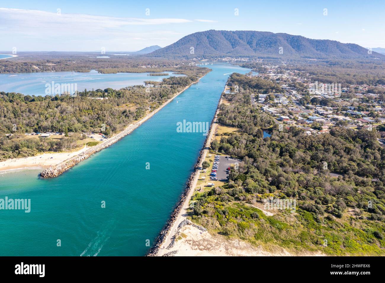 North Haven ist ein beliebtes Ziel an der mittleren Nordküste von NSW Australia. Angeln im Flusssystem ist eine beliebte Zugkarte. Stockfoto