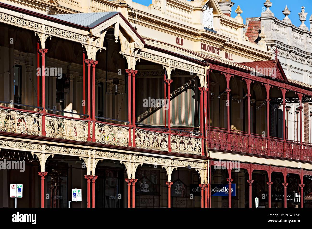 Ballarat Australia / das Ballarat Old Colonists Hall Gebäude wurde 1887-89 erbaut und der architektonische Stil ist klassisch revival. Stockfoto