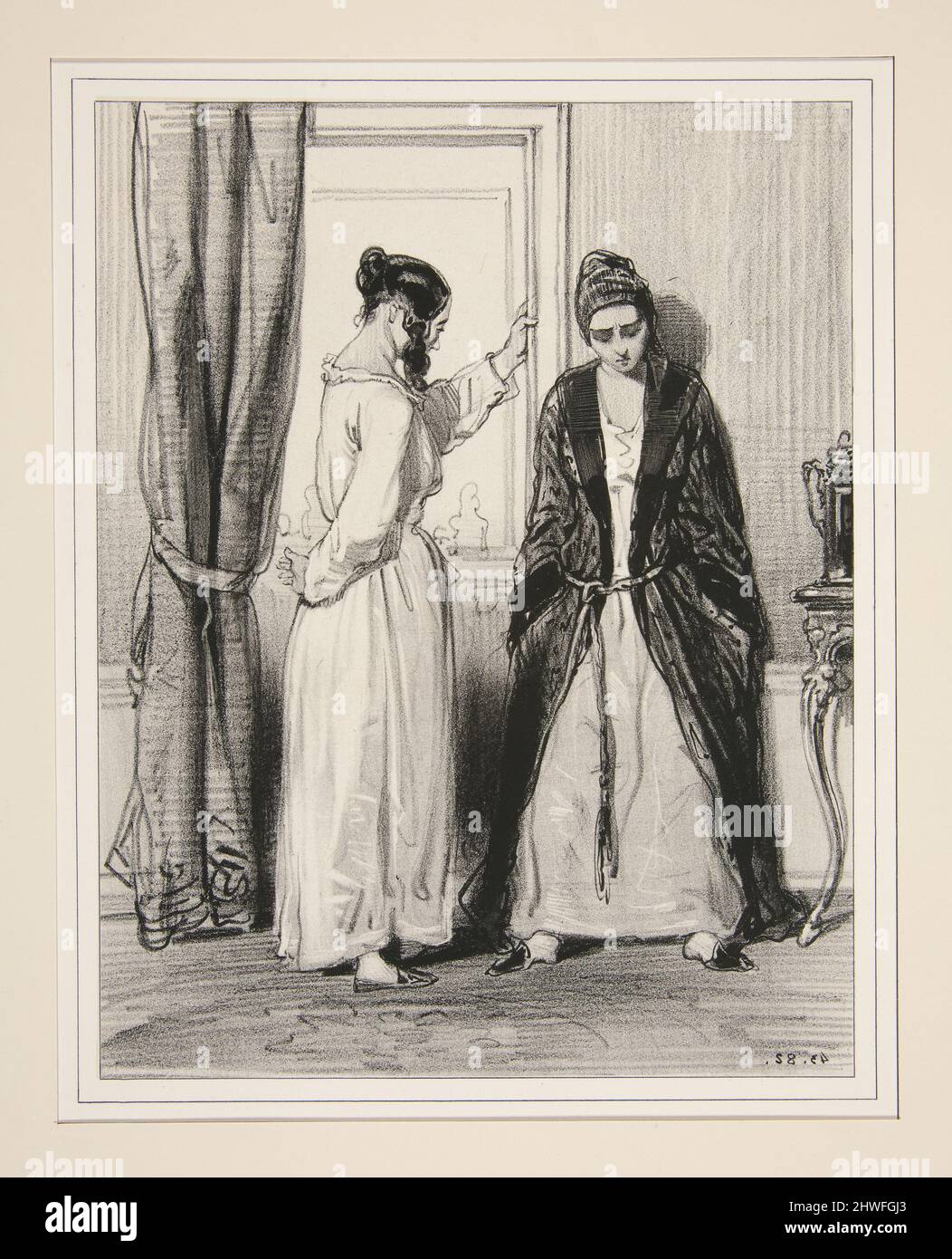 Et le mosieu d’hier?… - J’y ai ecrit ce matin, a ce malotru-la!…. Künstler: Paul Gavarni, Französisch, 1804–1866 Stockfoto