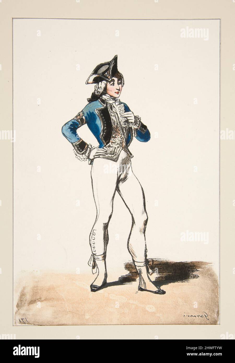 POSTILLON. Chapeau de velours, galon d’argent. …. Künstler: Paul Gavarni, Französisch, 1804–1866 Stockfoto