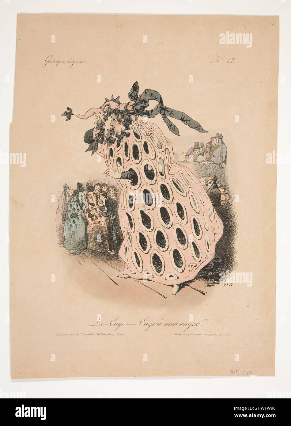 KÄFIG LIEGEN. - KÄFIG EIN MENSONGES.. Künstler: Paul Gavarni, Französisch, 1804–1866 Stockfoto