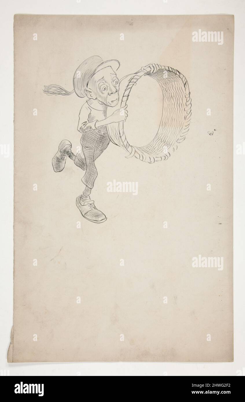 Karikatur eines Mannes, der mit einem Korb eine Biene jagt. Künstler: Edwin Austin Abbey, amerikanisch, 1852–1911, M.A. (HON.) 1897 Stockfoto
