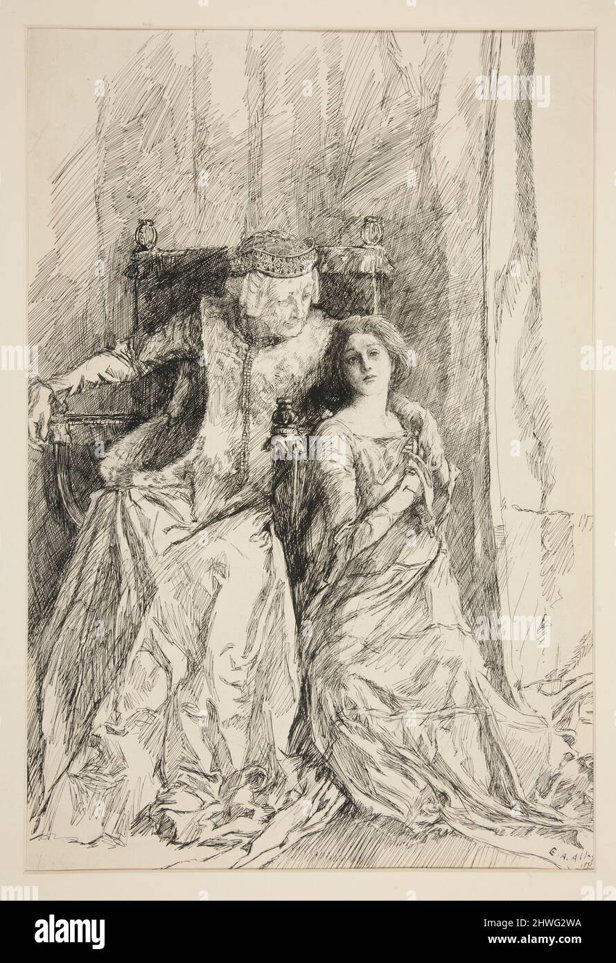 Helena: „Verzeihung, madam, der Graf Roussillon kann nicht mein Bruder sein“ aus Akt I, Szene iii, alles gut, das endet gut. Künstler: Edwin Austin Abbey, amerikanisch, 1852–1911, M.A. (HON.) 1897 Stockfoto