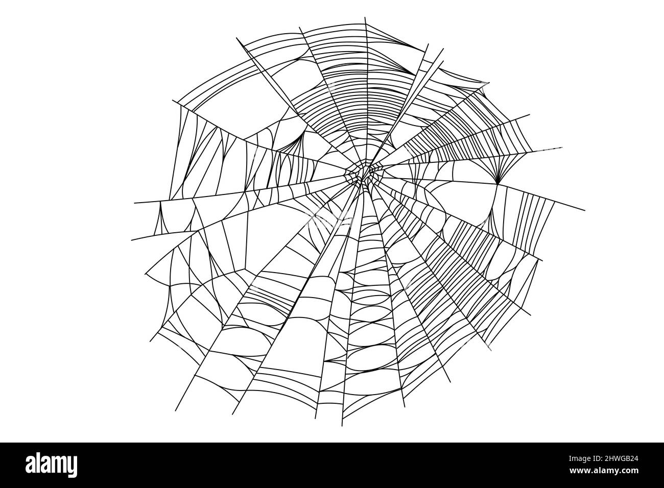 Spinnennetz-Teile auf weißem Hintergrund isoliert. Beängstigende Einrichtung mit Spinnweben. Vektor Design Elemente für Halloween, Horror, Geist oder Monster Party, Einladung und Poster. Stock Vektor