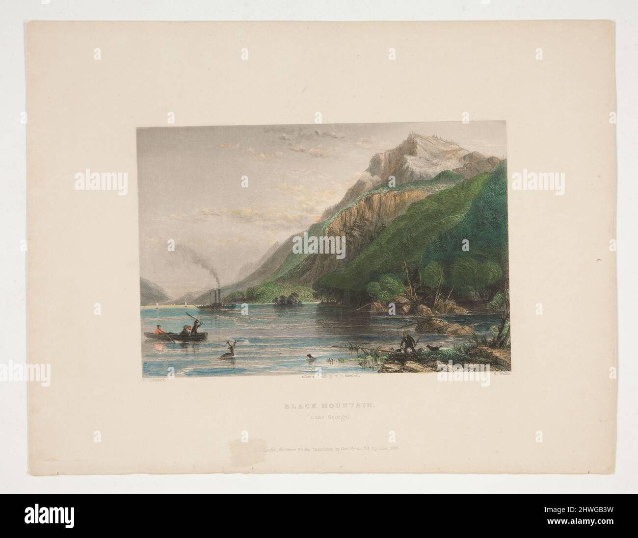 Black Mountain (Lake George), Illustration für Nathaniel Parker Willis Buch American Scenery. Künstler: Robert Wallis, britisch, 1794–1878After: Thomas Creswick, britisch, 1811–1869After: William Henry Bartlett, britisch, 1809–1854Publisher: George Virtue, britisch, 1793–1868 Stockfoto