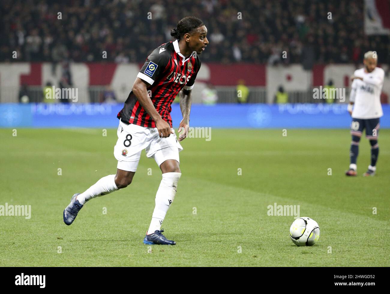 Pablo Rosario aus Nizza während des Fußballspiels der französischen Ligue 1 zwischen dem OGC Nice (OGCN) und Paris Saint-Germain (PSG) am 5. März 2022 im Allianz Riviera Stadion in Nizza, Frankreich - Foto: Jean Catuffe/DPPI/LiveMedia Stockfoto