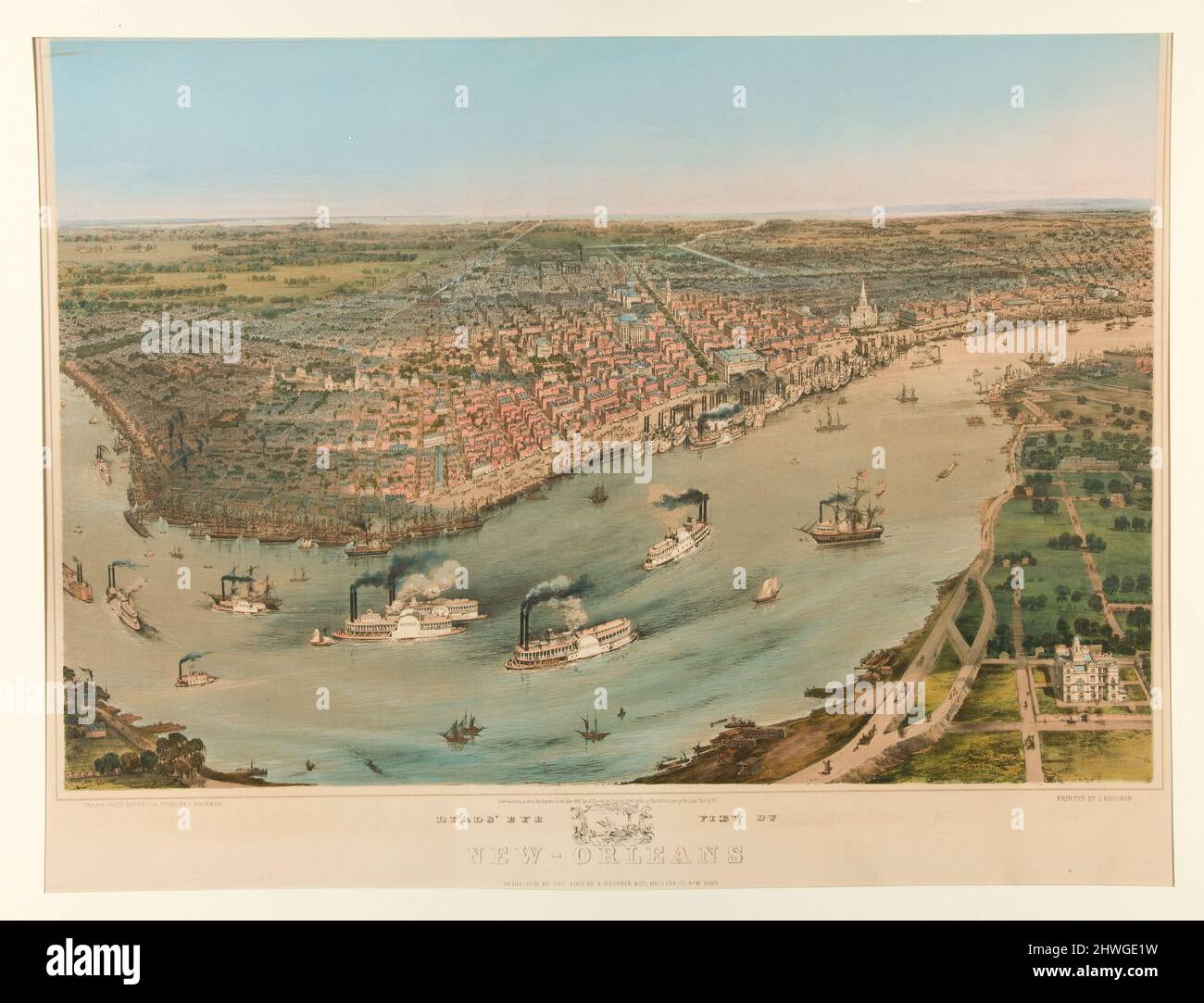 Vogelperspektive auf / New Orleans. Künstler: John Bachmann, Amerikaner, 1814–1896 Stockfoto
