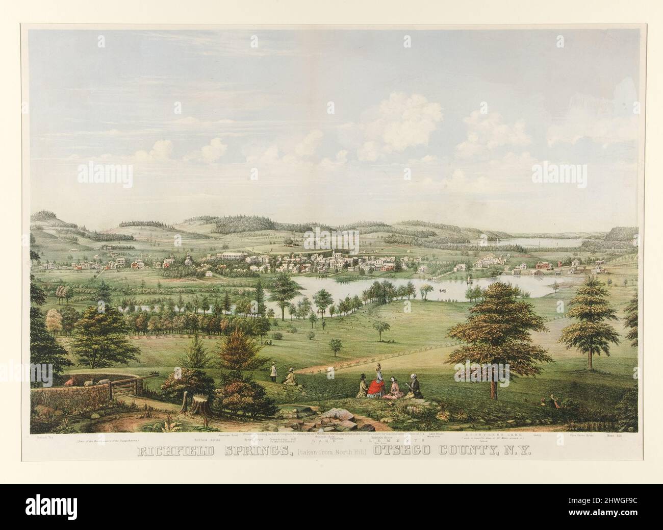 Richfield Springs (aus North Hill) Otsego County, NY. Lithograph: Unbekannt Stockfoto