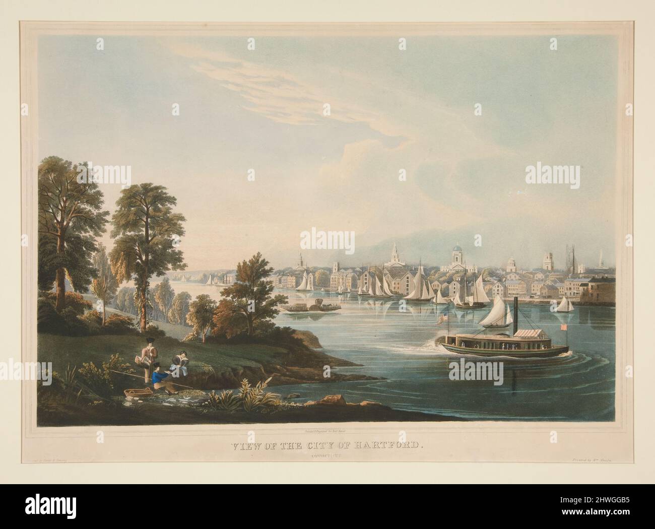 Blick auf die Stadt Hartford. Connecticut. Verlag: William Havell, britisch, 1782–1857Printer: William Neale Stockfoto