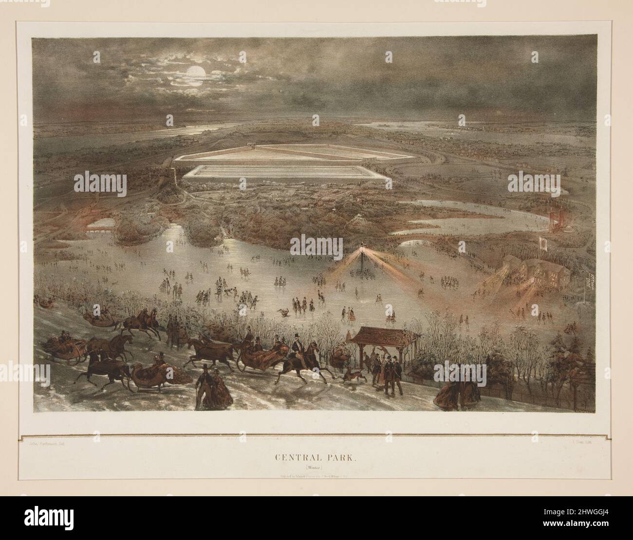 Central Park (Winter). Künstler: Julius Bien, Amerikaner, geboren in Deutschland, 1829–1909After: John Bachmann, Amerikaner, 1814–1896 Stockfoto