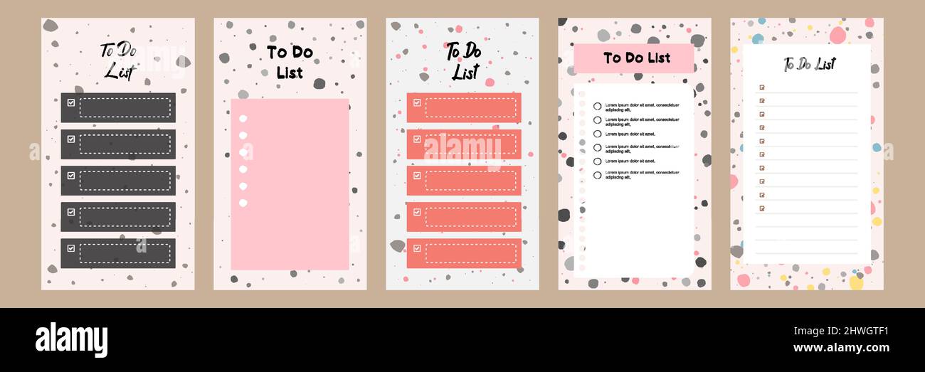 Legen Sie eine Sammlung von bunten zu tun Checkliste leer täglichen wöchentlichen Planer. Geeignet für Social-Media-Storys Web-Banner-Template-Layout mit Abstraktion Stock Vektor